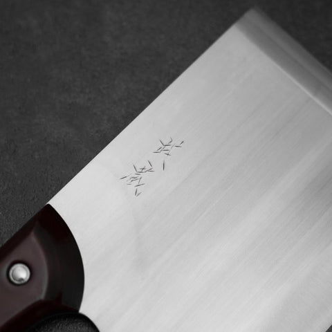 Menkiri (Noodle Knife) Blue Steel #2 Polished Red Urushi Handle 300mm-[Musashi]-[Japanese-Kitchen-Knives]