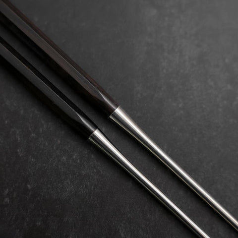 Moribashi Chopsticks Stainless Ebony Handle 180mm with Ebony Sheath and Storage Pouch-[Musashi]-[Japanese-Kitchen-Knives]