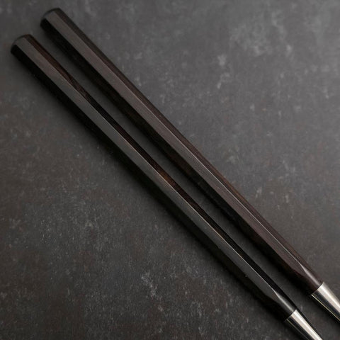 Moribashi Chopsticks Stainless Ebony Handle 180mm with Ebony Sheath and Storage Pouch-[Musashi]-[Japanese-Kitchen-Knives]