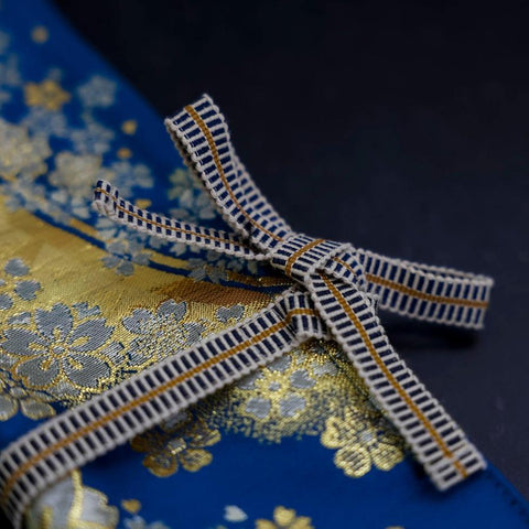 Musashi Japanese Style Kitchen Knife Roll Blue-Golden Sakura River 1 Pockets Handmade-[Musashi]-[Japanese-Kitchen-Knives]