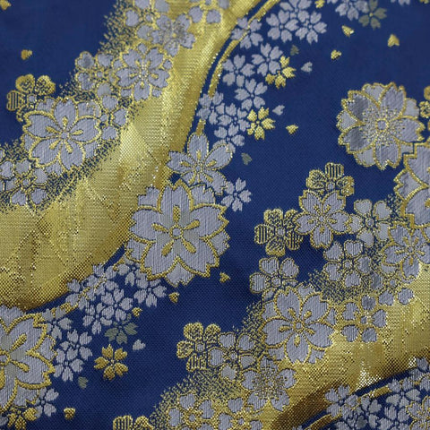 Musashi Japanese Style Kitchen Knife Roll Blue-Golden Sakura River 4 Pockets Handmade-[Musashi]-[Japanese-Kitchen-Knives]