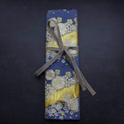 Musashi Japanese Style Kitchen Knife Roll Blue-Golden Sakura River 4 Pockets Handmade-[Musashi]-[Japanese-Kitchen-Knives]
