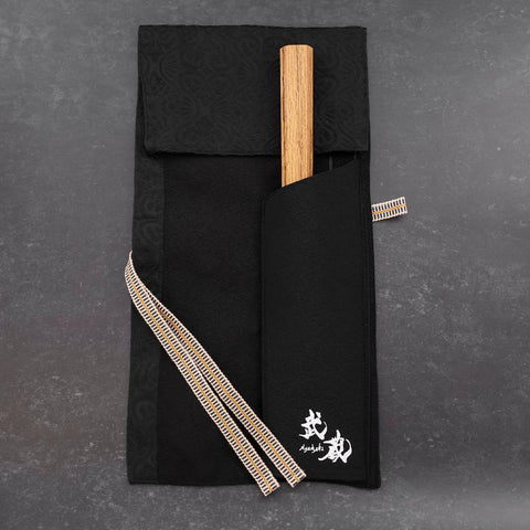 Musashi Japanese Style Kitchen Knife Roll Flower Black 1 Pocket Handmade-[Musashi]-[Japanese-Kitchen-Knives]