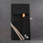Musashi Japanese Style Kitchen Knife Roll Flower Black 1 Pocket Handmade-[Musashi]-[Japanese-Kitchen-Knives]