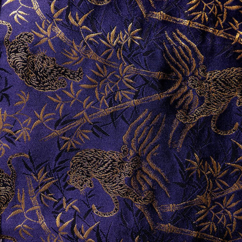 Musashi Japanese Style Kitchen Knife Roll Navy Golden Tiger 2 Pockets Handmade-[Musashi]-[Japanese-Kitchen-Knives]