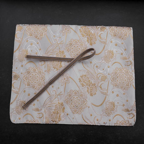 Musashi Japanese Style Kitchen Knife Roll White-Golden Phoenix 4 Pockets Handmade-[Musashi]-[Japanese-Kitchen-Knives]