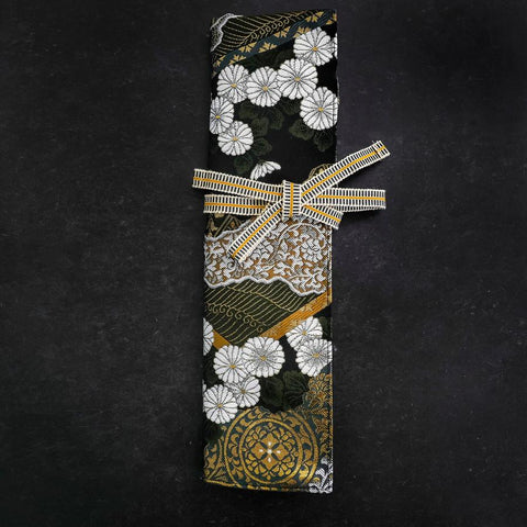 Musashi Japanese Style Kitchen Knife Roll Yamagata Kikkamon Black 1 Pocket Handmade-[Musashi]-[Japanese-Kitchen-Knives]