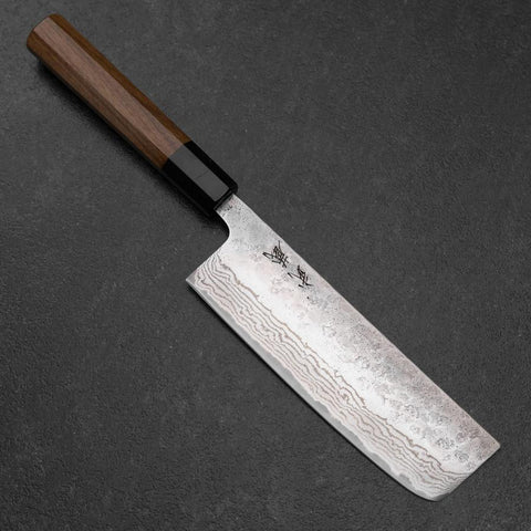 Nakiri 440C Nashiji Damascus Buffalo Bubinga Handle 165mm-[Musashi]-[Japanese-Kitchen-Knives]