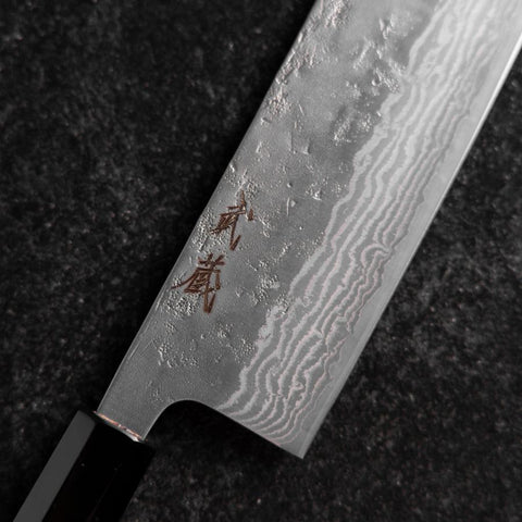 Nakiri 440C Nashiji Damascus Buffalo Walnut Handle 165mm-[Musashi]-[Japanese-Kitchen-Knives]