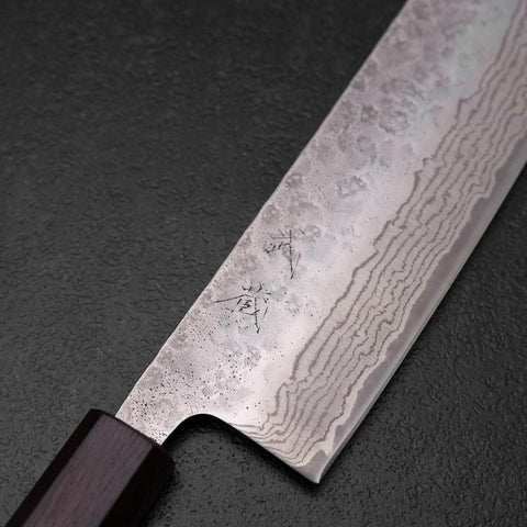 Nakiri 440C Nashiji Damascus Purple Urushi Handle 165mm (6.5”)-[Musashi]-[Japanese-Kitchen-Knives]