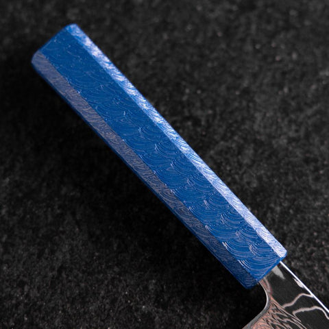 Nakiri AUS-10 Damascus Blue Urushi Handle 165mm-[Musashi]-[Japanese-Kitchen-Knives]