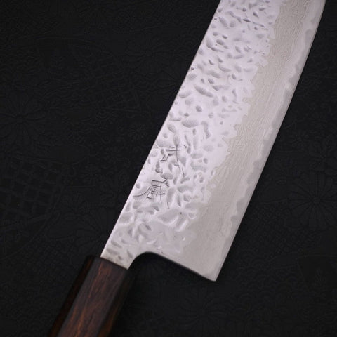 Nakiri AUS-10 Mirror Tsuchime Damascus Sumi Urushi Handle 165mm-[Musashi]-[Japanese-Kitchen-Knives]