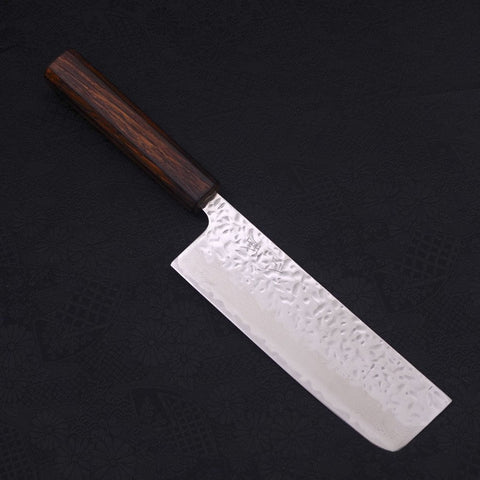 Nakiri AUS-10 Mirror Tsuchime Damascus Sumi Urushi Handle 165mm-[Musashi]-[Japanese-Kitchen-Knives]