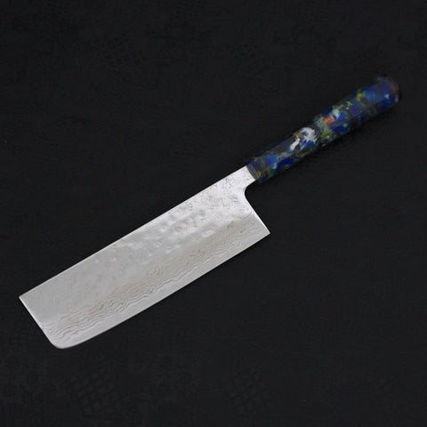 Nakiri AUS-10 Nashiji Damascus Ocean Fireworks Handle 165mm-[Musashi]-[Japanese-Kitchen-Knives]
