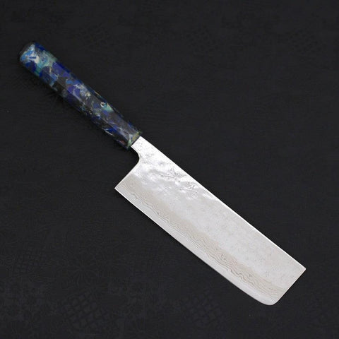 Nakiri AUS-10 Nashiji Damascus Ocean Fireworks Handle 165mm-[Musashi]-[Japanese-Kitchen-Knives]