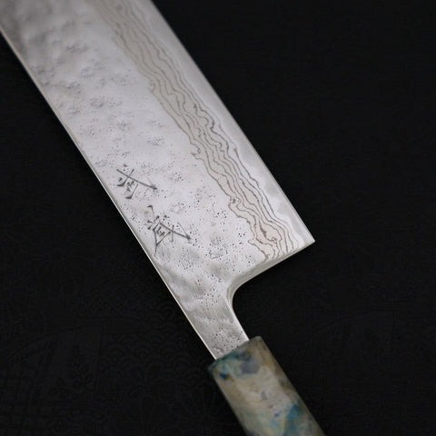 Nakiri AUS-10 Nashiji Damascus Ocean White Mix Handle 165mm (6.5”)