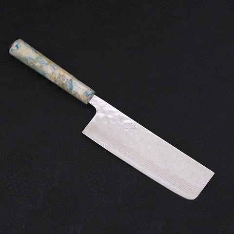 Nakiri AUS-10 Nashiji Damascus Ocean White Mix Handle 165mm (6.5”)