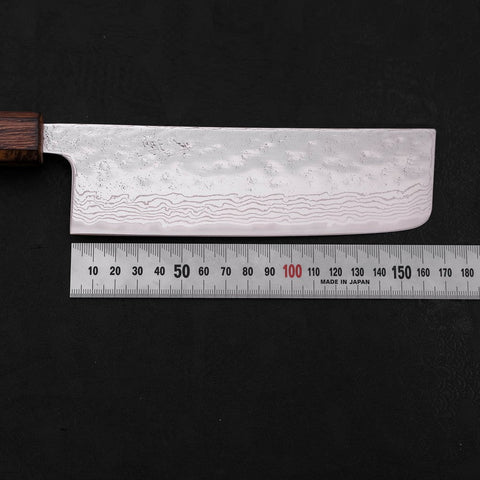 Nakiri AUS-10 Nashiji Damascus Sumi Urushi Handle 165mm-[Musashi]-[Japanese-Kitchen-Knives]
