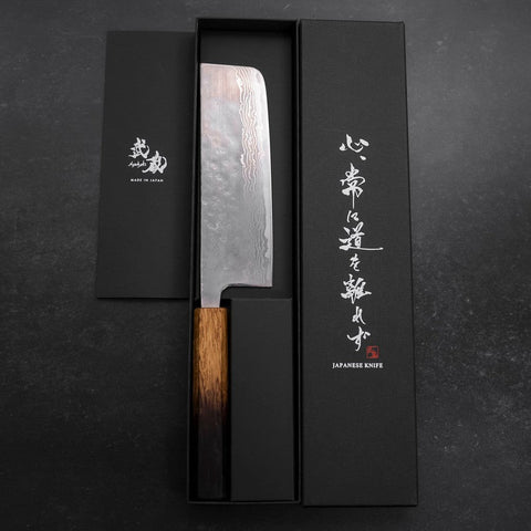 Nakiri AUS-10 Pulido Nashiji Damasco Mango Yaki Urushi 165 mm