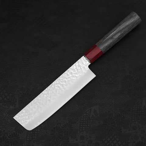 Nakiri AUS-10 Tsuchime Damascus Cherry Handle 165mm-[Musashi]-[Japanese-Kitchen-Knives]