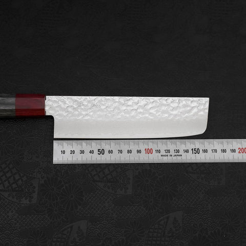 Nakiri AUS-10 Tsuchime Damascus Cherry Handle 165mm-[Musashi]-[Japanese-Kitchen-Knives]