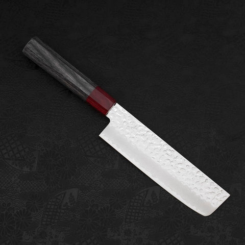 Nakiri AUS-10 Tsuchime Damascus Cherry Handle 165mm-[Musashi]-[Japanese-Kitchen-Knives]