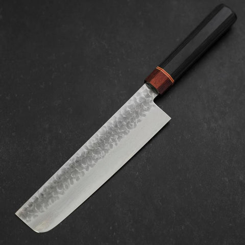 Nakiri AUS-10 Tsuchime Damascus Cherry Handle 180mm-[Musashi]-[Japanese-Kitchen-Knives]