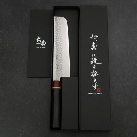 Nakiri AUS-10 Tsuchime Damascus Cherry Handle 180mm-[Musashi]-[Japanese-Kitchen-Knives]
