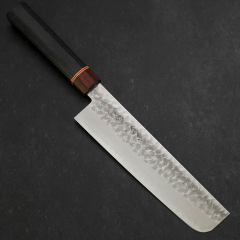Nakiri AUS-10 Tsuchime Damascus Cherry Handle 180mm-[Musashi]-[Japanese-Kitchen-Knives]