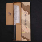 Nakiri AUS-10 Tsuchime Damascus Dark-Blue Urushi Handle 165mm-[Musashi]-[Japanese-Kitchen-Knives]