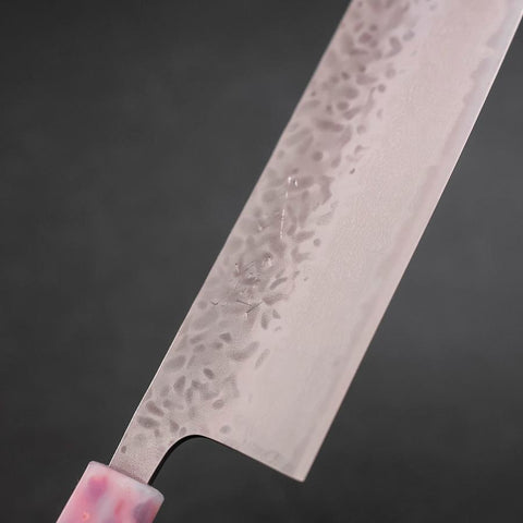 Nakiri AUS-10 Tsuchime Damascus Ocean Sakura Rose Gold Handle 165mm-[Musashi]-[Japanese-Kitchen-Knives]