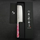 Nakiri AUS-10 Tsuchime Damascus Ocean Sakura Rose Gold Handle 165mm-[Musashi]-[Japanese-Kitchen-Knives]