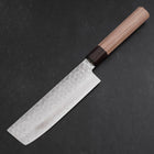 Nakiri AUS-10 Tsuchime Damascus Shitan Walnut Handle 165mm-[Musashi]-[Japanese-Kitchen-Knives]