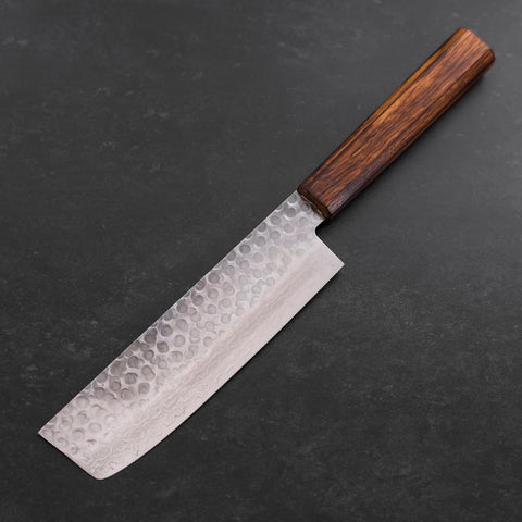 Nakiri AUS-10 Tsuchime Damascus Sumi Urushi Handle 165mm-[Musashi]-[Japanese-Kitchen-Knives]