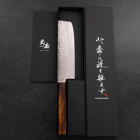 Nakiri AUS-10 Tsuchime Damascus Sumi Urushi Handle 165mm-[Musashi]-[Japanese-Kitchen-Knives]