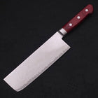 Nakiri AUS-10 Wave Damascus Western Red Handle 165mm-[Musashi]-[Japanese-Kitchen-Knives]