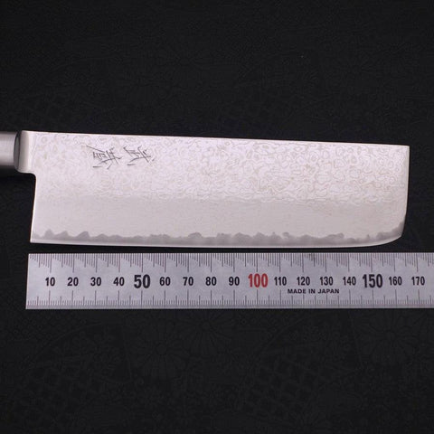 Nakiri AUS-10 Wave Damascus Western Red Handle 165mm-[Musashi]-[Japanese-Kitchen-Knives]
