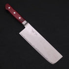 Nakiri AUS-10 Wave Damascus Western Red Handle 165mm-[Musashi]-[Japanese-Kitchen-Knives]