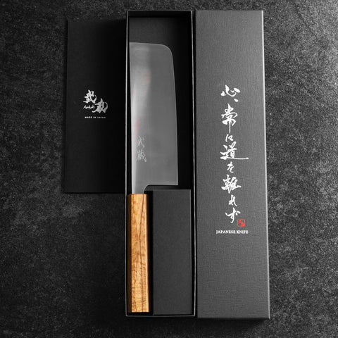 Nakiri AUS-8 Polished Oak Handle 165mm (6.5”)-[Musashi]-[Japanese-Kitchen-Knives]
