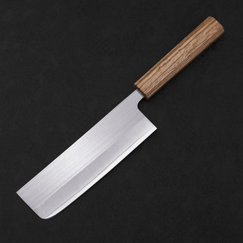 Nakiri AUS-8 Polished Oak Handle 165mm-[Musashi]-[Japanese-Kitchen-Knives]
