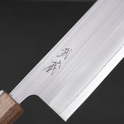 Nakiri AUS-8 Polished Oak Handle 165mm-[Musashi]-[Japanese-Kitchen-Knives]