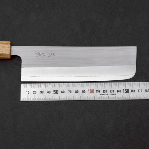 Nakiri AUS-8 Polished Oak Handle 165mm-[Musashi]-[Japanese-Kitchen-Knives]