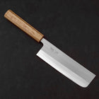 Nakiri AUS-8 Polished Oak Handle 165mm-[Musashi]-[Japanese-Kitchen-Knives]