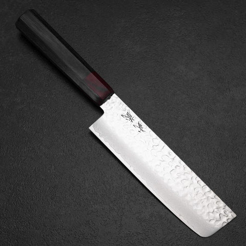 Nakiri AUS-8 Tsuchime Damascus Pakka Handle 165mm-[Musashi]-[Japanese-Kitchen-Knives]