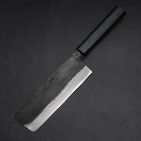 Nakiri Blue Steel #1 Kurouchi Dark Blue Urushi Handle 165mm (6.5”)