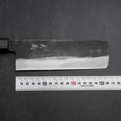 Nakiri Blue Steel #1 Kurouchi Dark Blue Urushi Handle 165mm (6.5”)
