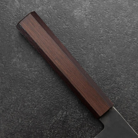 Nakiri Blue Steel #1 Stainless Clad Kurouchi Purple Urushi Handle 165mm-[Musashi]-[Japanese-Kitchen-Knives]