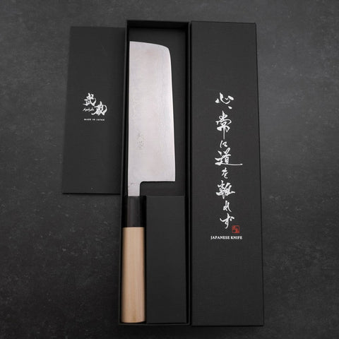Nakiri Blue Super Damascus Buffalo Magnolia Handle 165mm-[Musashi]-[Japanese-Kitchen-Knives]