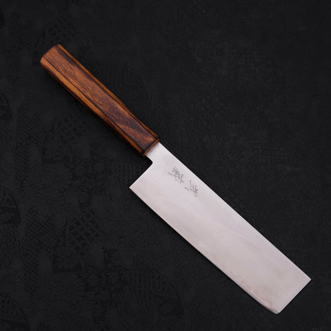 Nakiri Blue Super Polished Sumi Urushi Handle 165mm-[Musashi]-[Japanese-Kitchen-Knives]