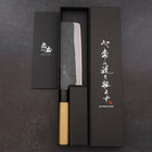 Nakiri Blue Steel #1 Stainless Clad Kurouchi Buffalo Magnolia Handle 165mm-[Musashi]-[Japanese-Kitchen-Knives]